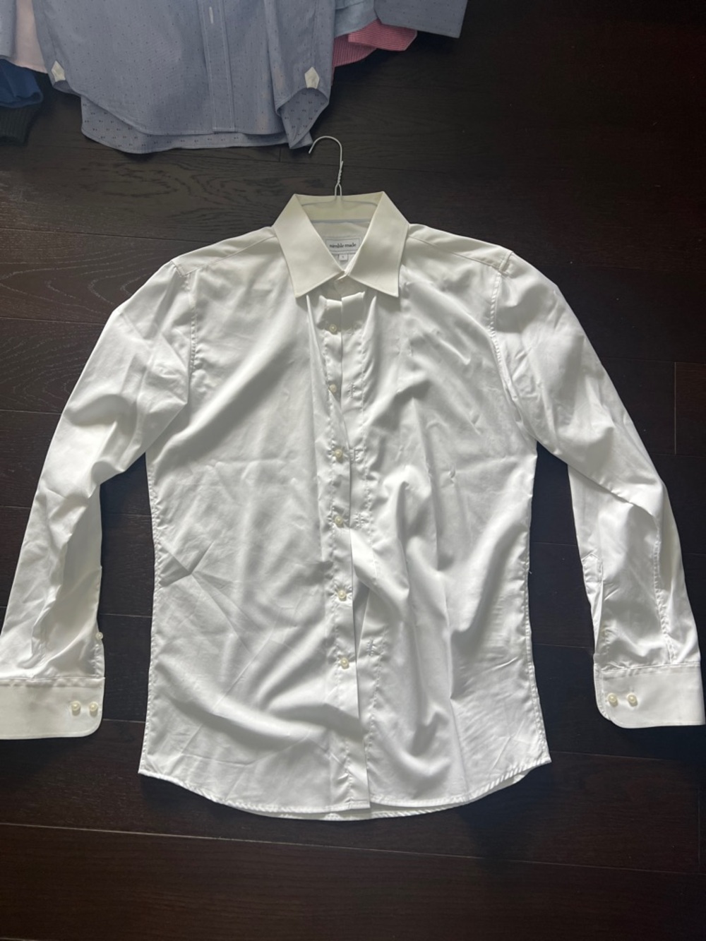 Nimble-Made Men's White Dress Shirt - Tailored Point Collar Size L